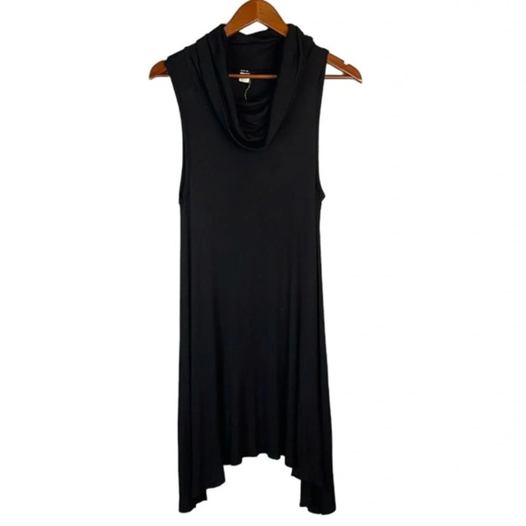 BDG Urban Outfitters Ribbed Cowl Neck Dress Black Asymmetrical Monochrome S - Picture 2 of 11